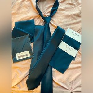 3 ties with satin pocket squares